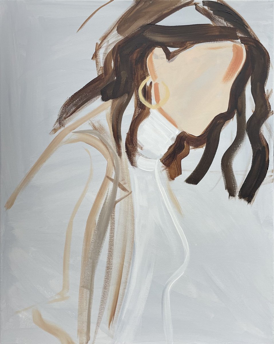 Expressive Portrait Acrylic Painting By Elise Mendelle, 18 X 22, The Exception Not The Rule, Original Artwork