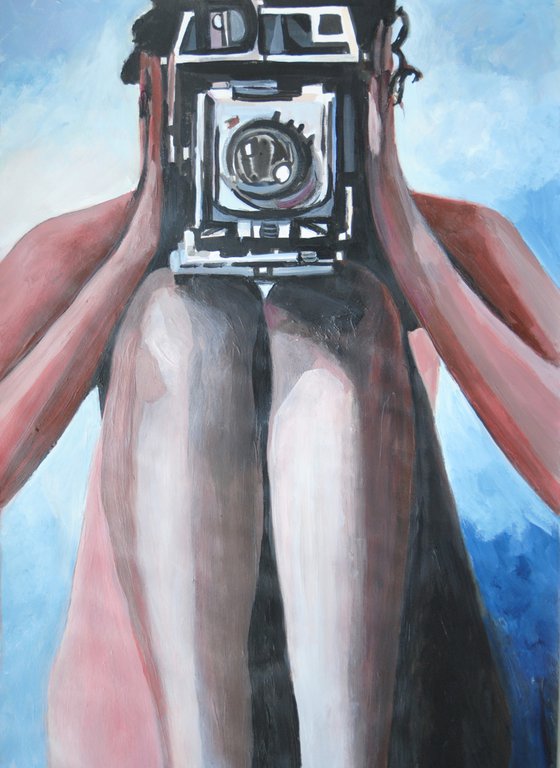 Nude with camera / 70 x 50 cm