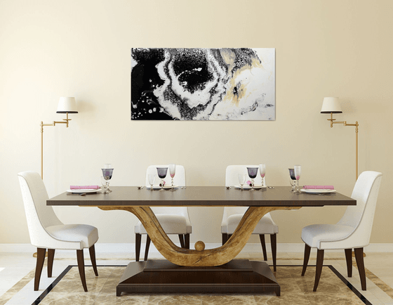 Large Abstract Black and White Acrylic painting