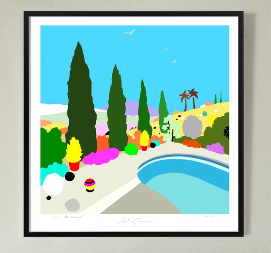 The pool (La piscina) (pop art, landscape)