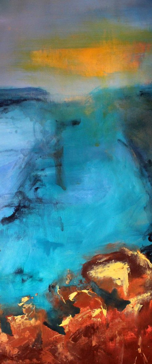 Blue Vertigo #2 - Large original abstract seascape by Cecilia Frigati