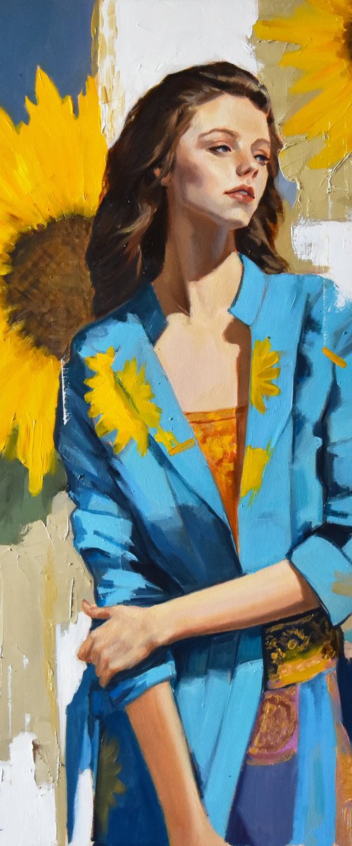 A portrait with sunflowers by Serghei Ghetiu