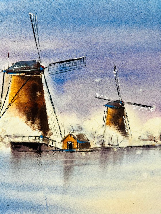 Windmills in Kinderdijk, Netherlands, Holland