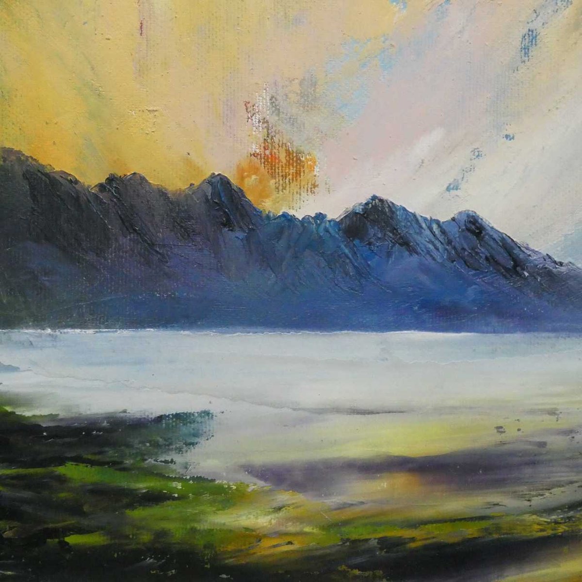 Impressionistic Landscape Acrylic Painting By Oconnart, 10 X 10", Lakeland Screes, Original Artwork