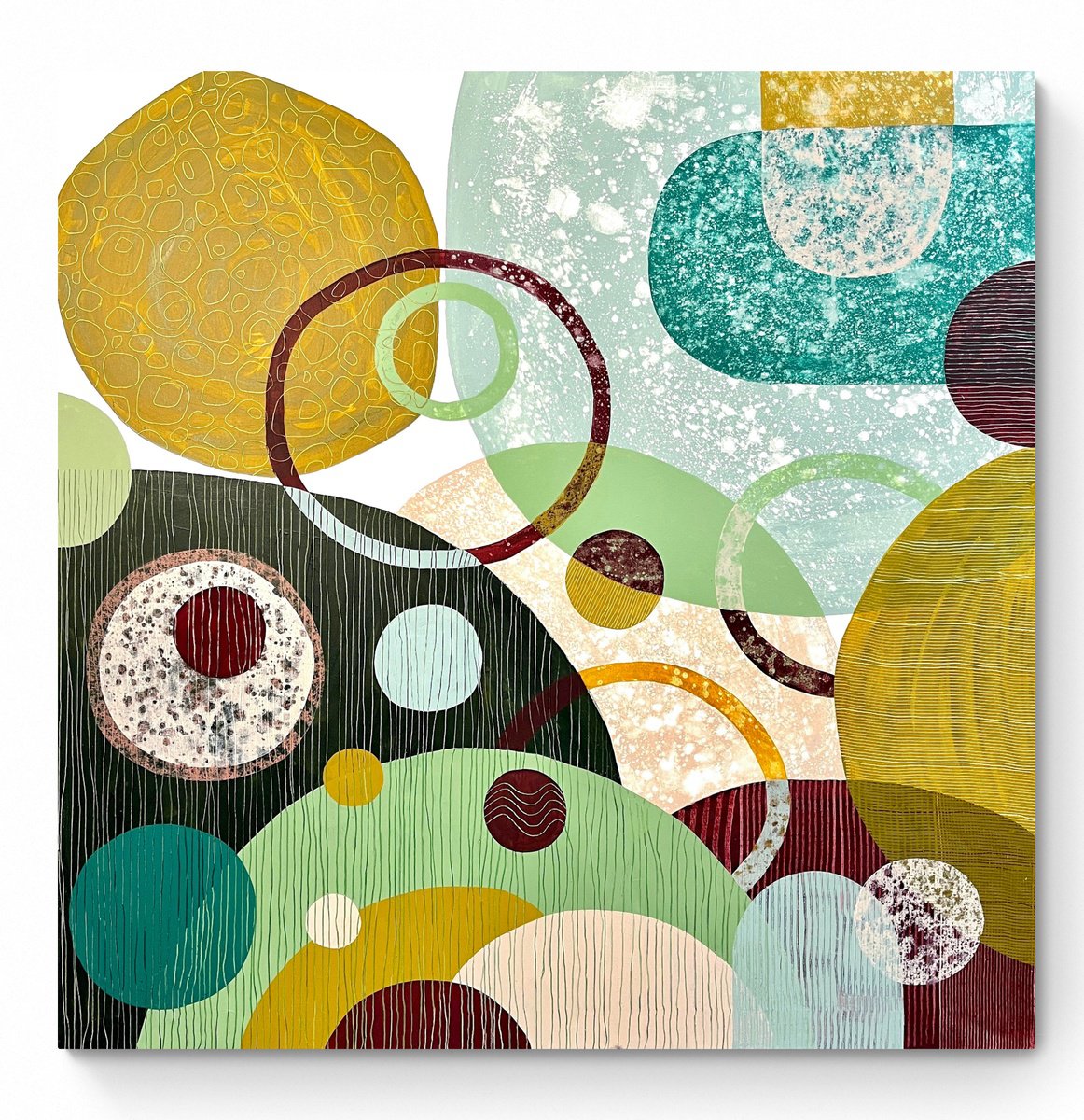 Abstract Acrylic Painting By Cristina Dalla Valentina, 39 X 39, Overlapping Horizons 1, Original Artwork