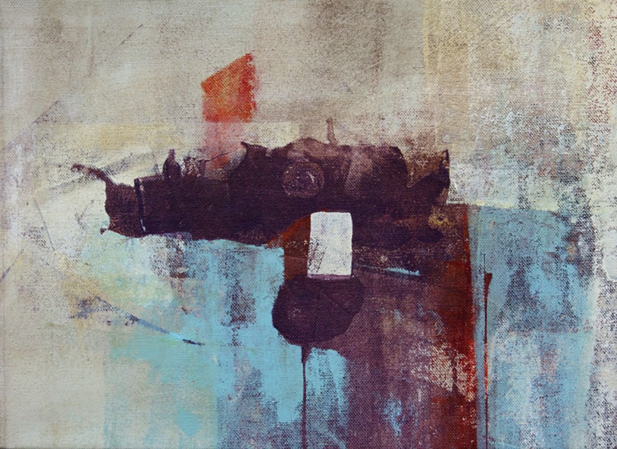 Beach Hut Series 3 {Screen print on canvas} by Ian McKay