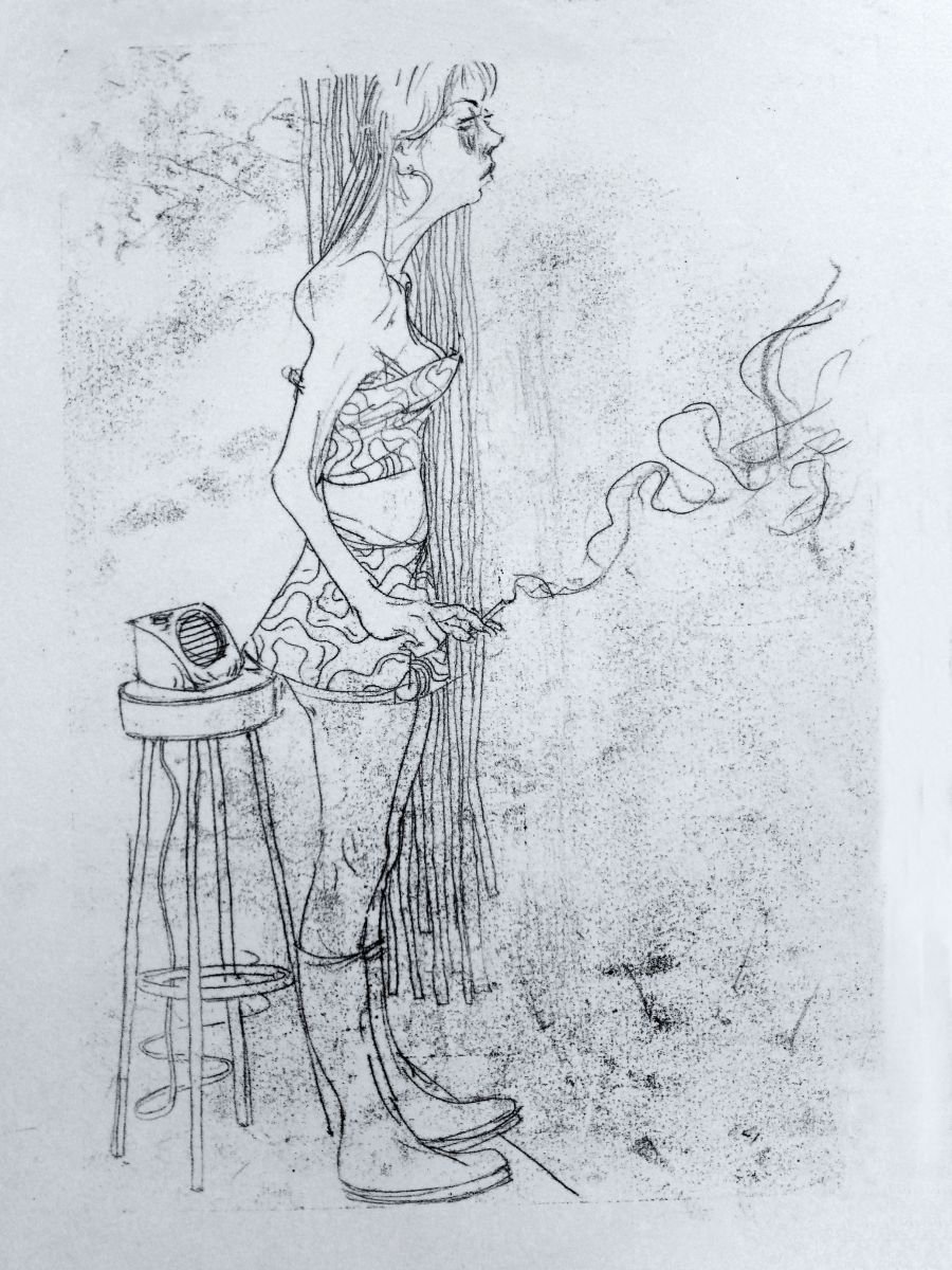 Illustrative Portrait Limited Edition Print By John Sharp, 17 X 23, Soho Doorway No.3 V02, Original Artwork