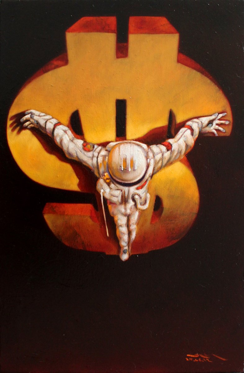 Surrealistic Portrait Oil Painting By Ivan Gejko, 16 X 24, Hight Hopes, Original Artwork