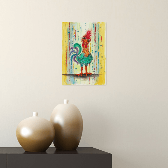 Funny Rooster Chicken in Abstract