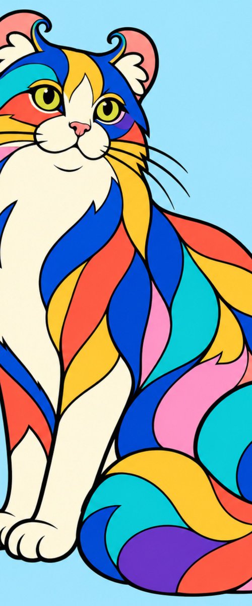 Colorful American Curl Cat #23 by Marina Krylova