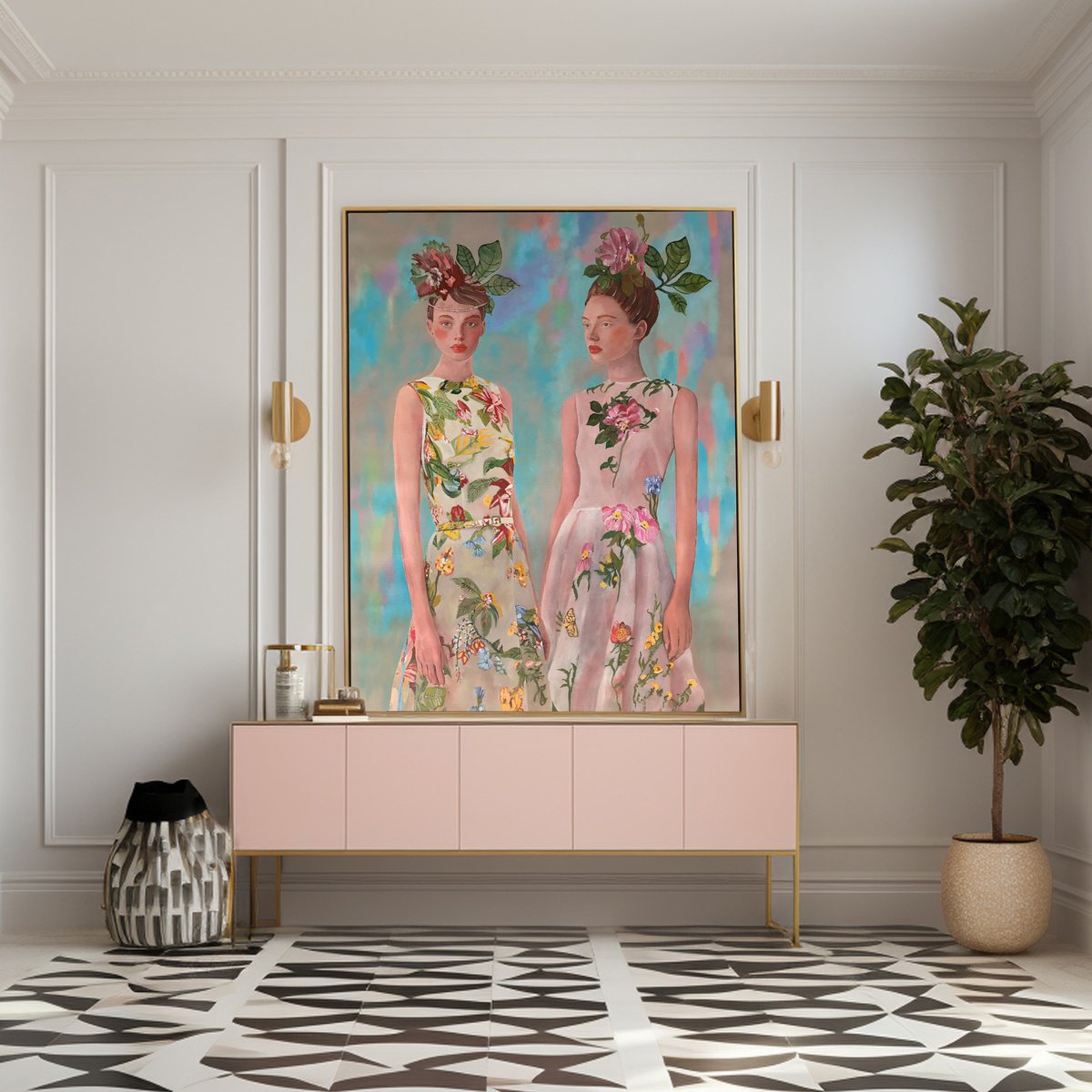 Illustrative Acrylic Painting , Les Demoiselles Des Fleurs N°3 By Artemisia, 33 X 43, Artwork For Sale On Artfinder