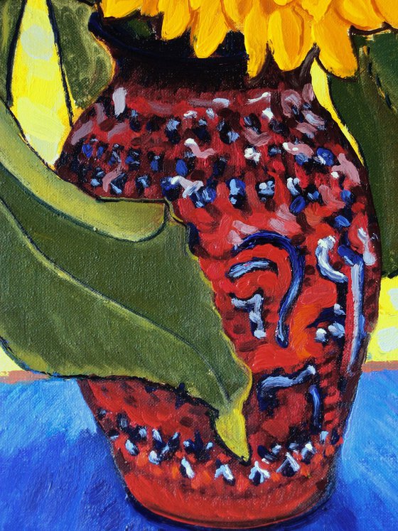 Sunflowers and Leaves