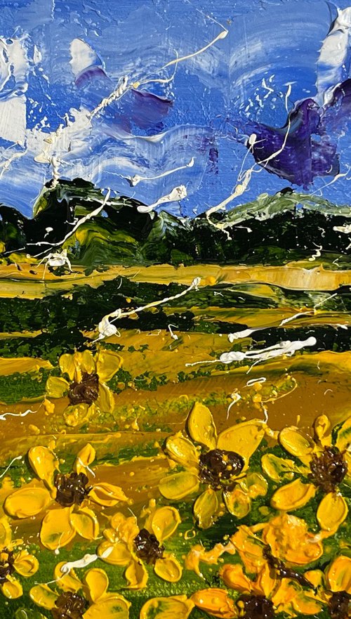 Sunflower Field Painting by Halyna Kirichenko