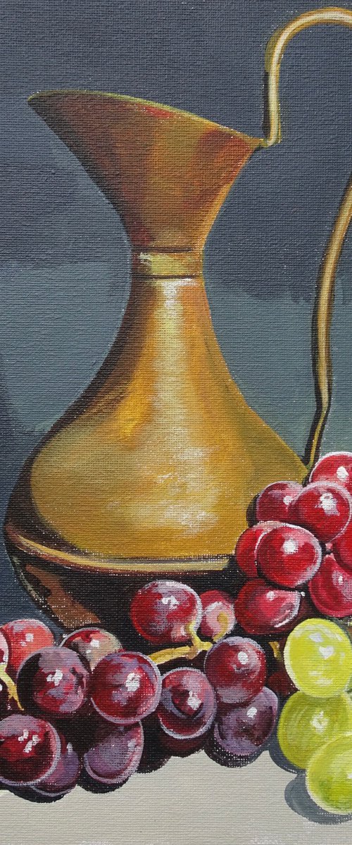 Copper Jug and Grapes by Joseph Lynch