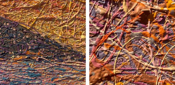 Golden Solace - diptych, framed