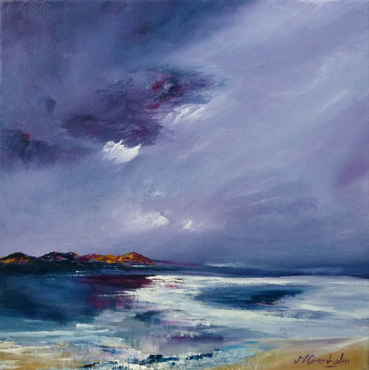 Impressionistic Landscape Acrylic Painting By Margaret Denholm, 12 X 12", Eye Of The Storm, Original Artwork