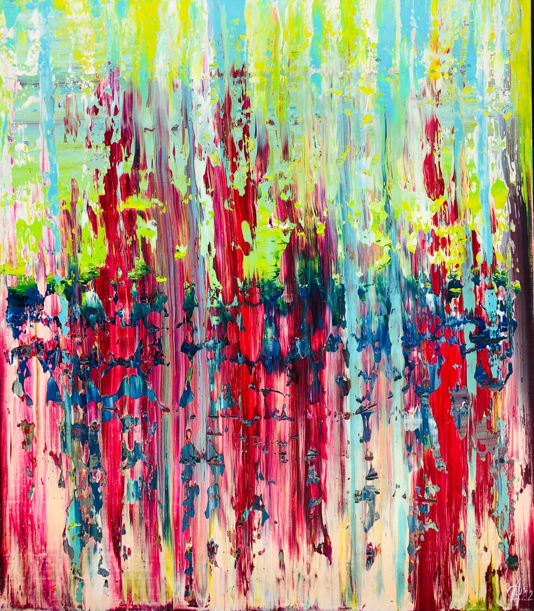 Abstract Oil Painting By Svitlana Andriichenko, 28 X 31", Walk. A72, Original Artwork