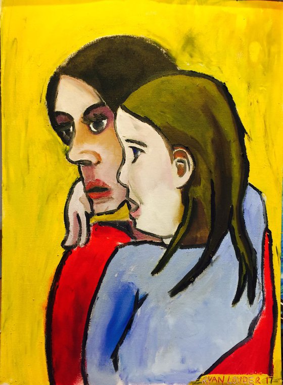 Mother and Child Study oil on canvas paper 15.8x11.3