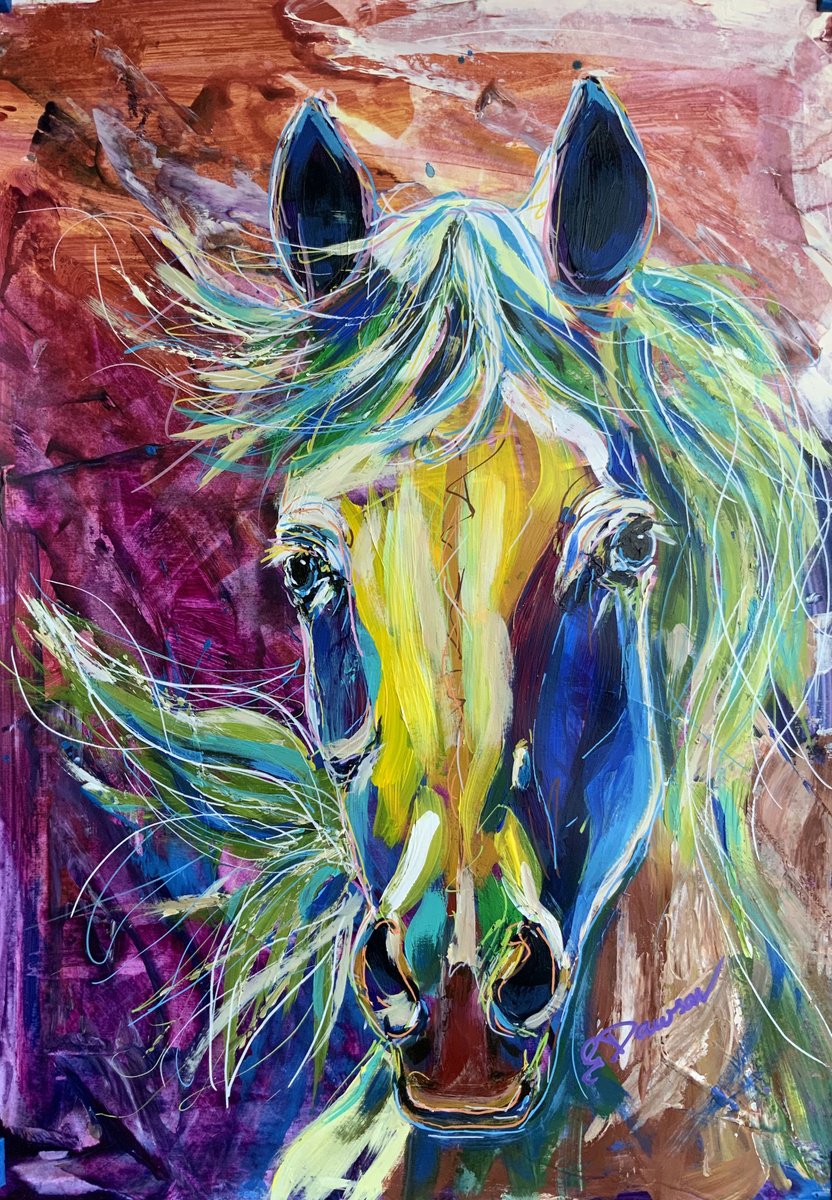 Colourful Horse portrait by Geoffrey Dawson