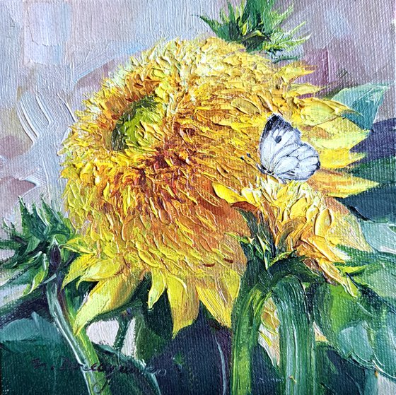 Sunflowers butterfly painting