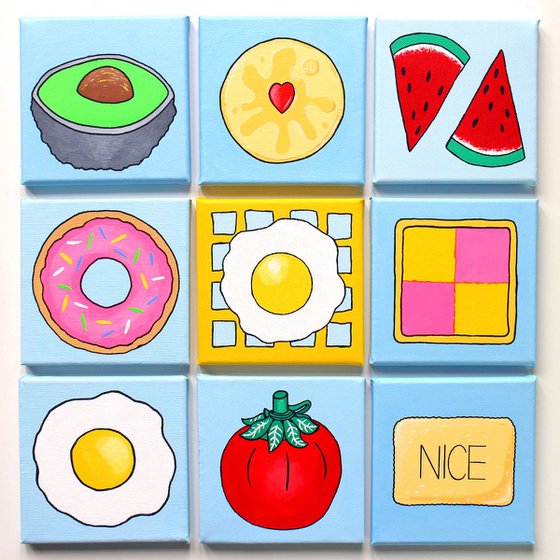 Jammy Dodger Biscuit Pop Art Painting on Miniature Canvas