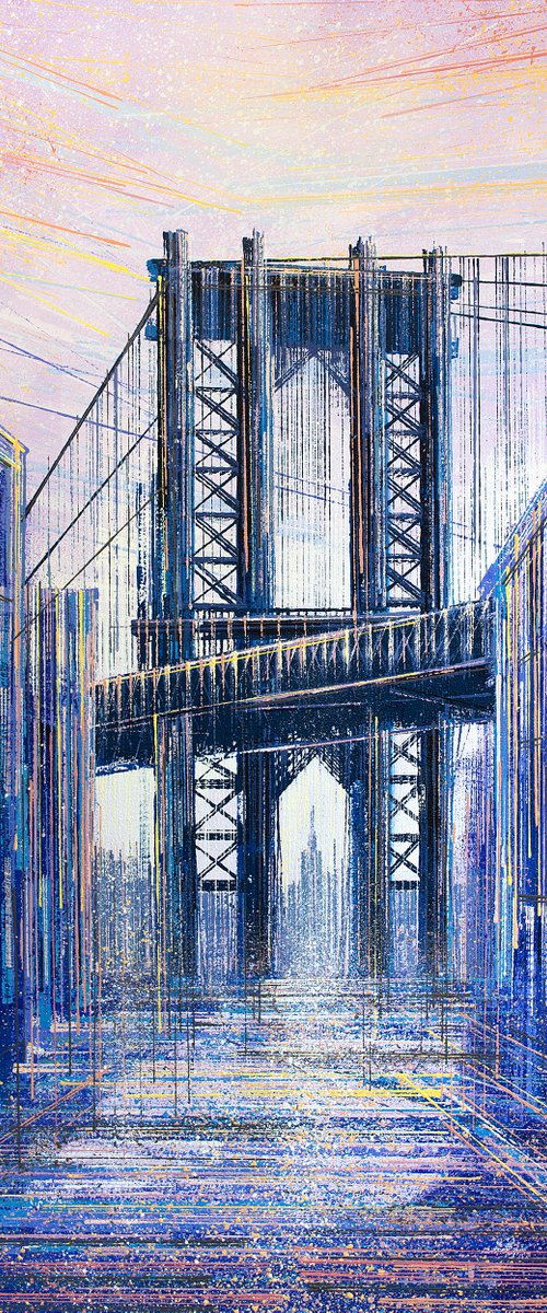 New York - The Manhattan Bridge At Sunset by Marc Todd