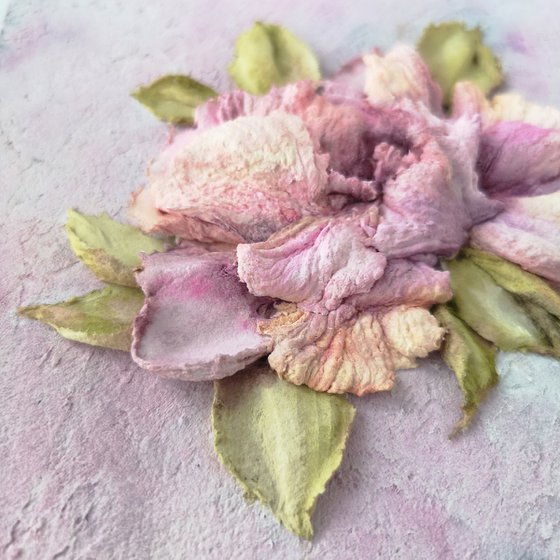 Impasto painting, 3D floral art "Rose"