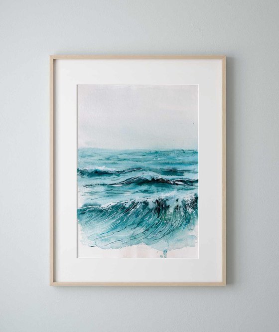 "Ocean Diary, September 17th, 2019" mixed-media painting