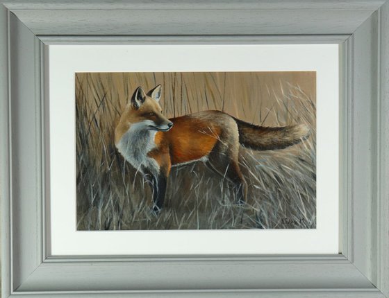 Fox Painting, Framed and Ready to Hang