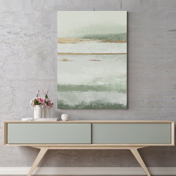 "Olive Placidity" Sage green abstract art