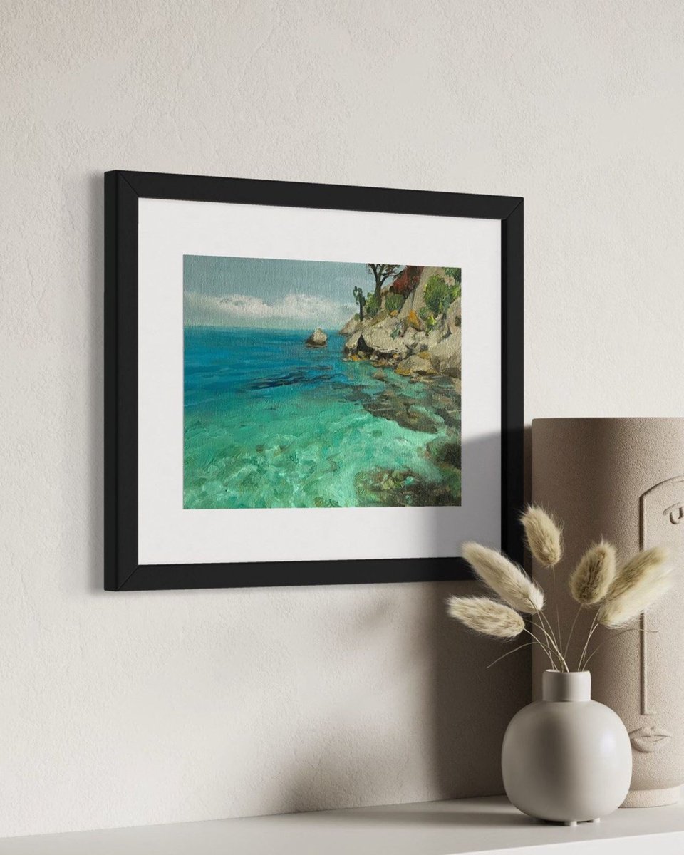 Impressionistic Landscape Oil Painting By Bohdan Vykhrenko, 9 X 7, Tropical Shore, Original Artwork