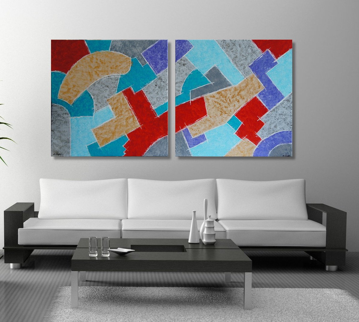 Perfectly Imperfect (165 x 80 cm) XXL (66 x 32 inches) Diptych by Ansgar Dressler
