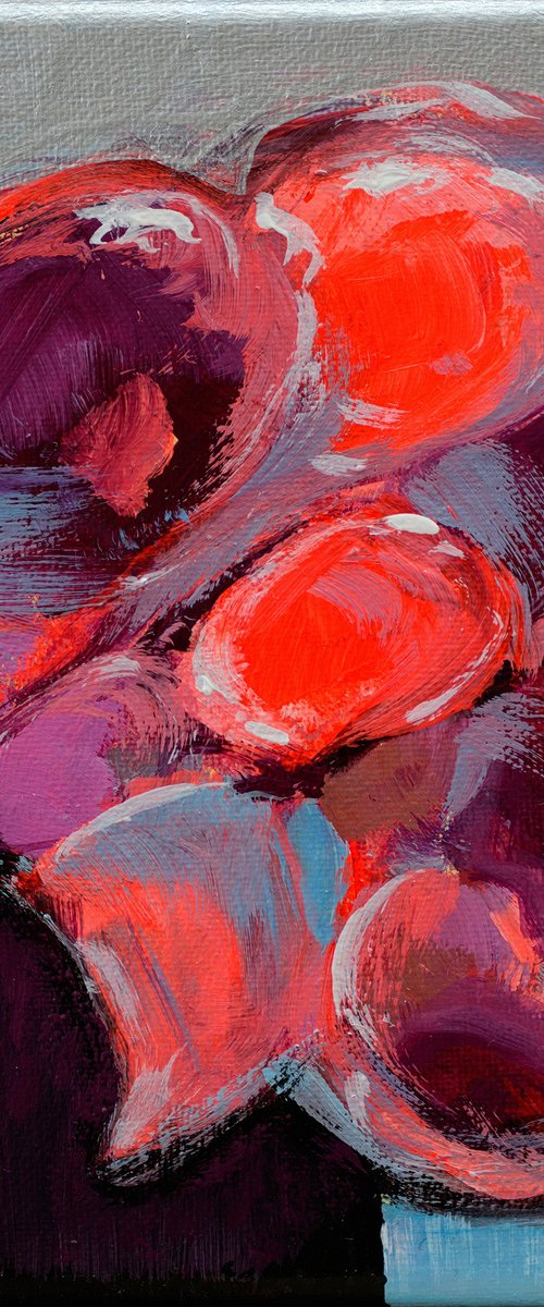 SILVER RED | ORIGINAL ABSTRACT ACRYLIC PAINTING ON CANVAS by Uwe Fehrmann
