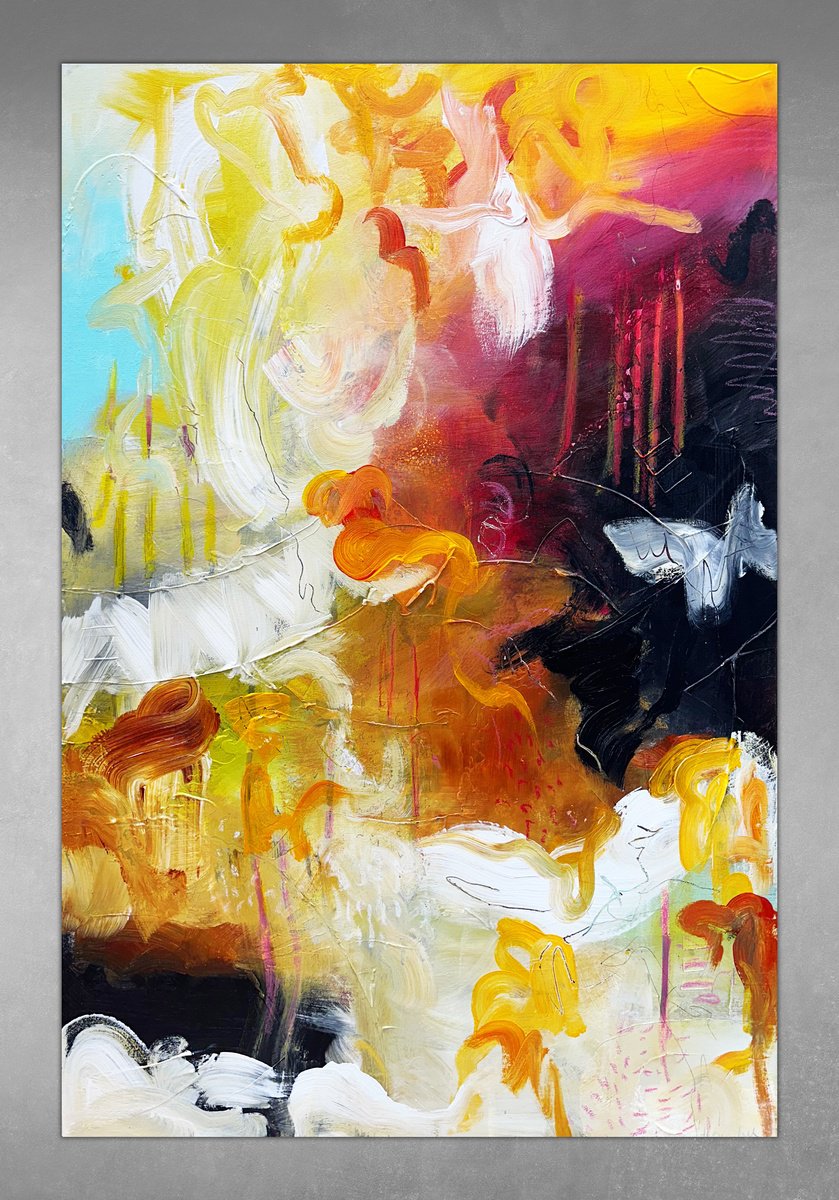 Abstract Acrylic Painting By Andrada Anghel, 24 X 36, Celestial Drift, Original Artwork