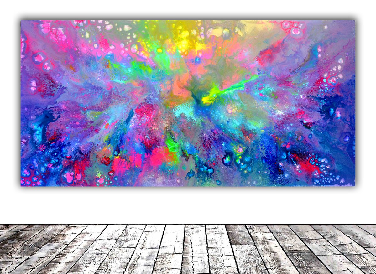 Abstract Acrylic Painting By Soos Tiberiu, 63 X 31", Primordial Chaos, Original Artwork