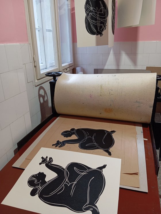 Linoprint "Bird-2" 40x50cm