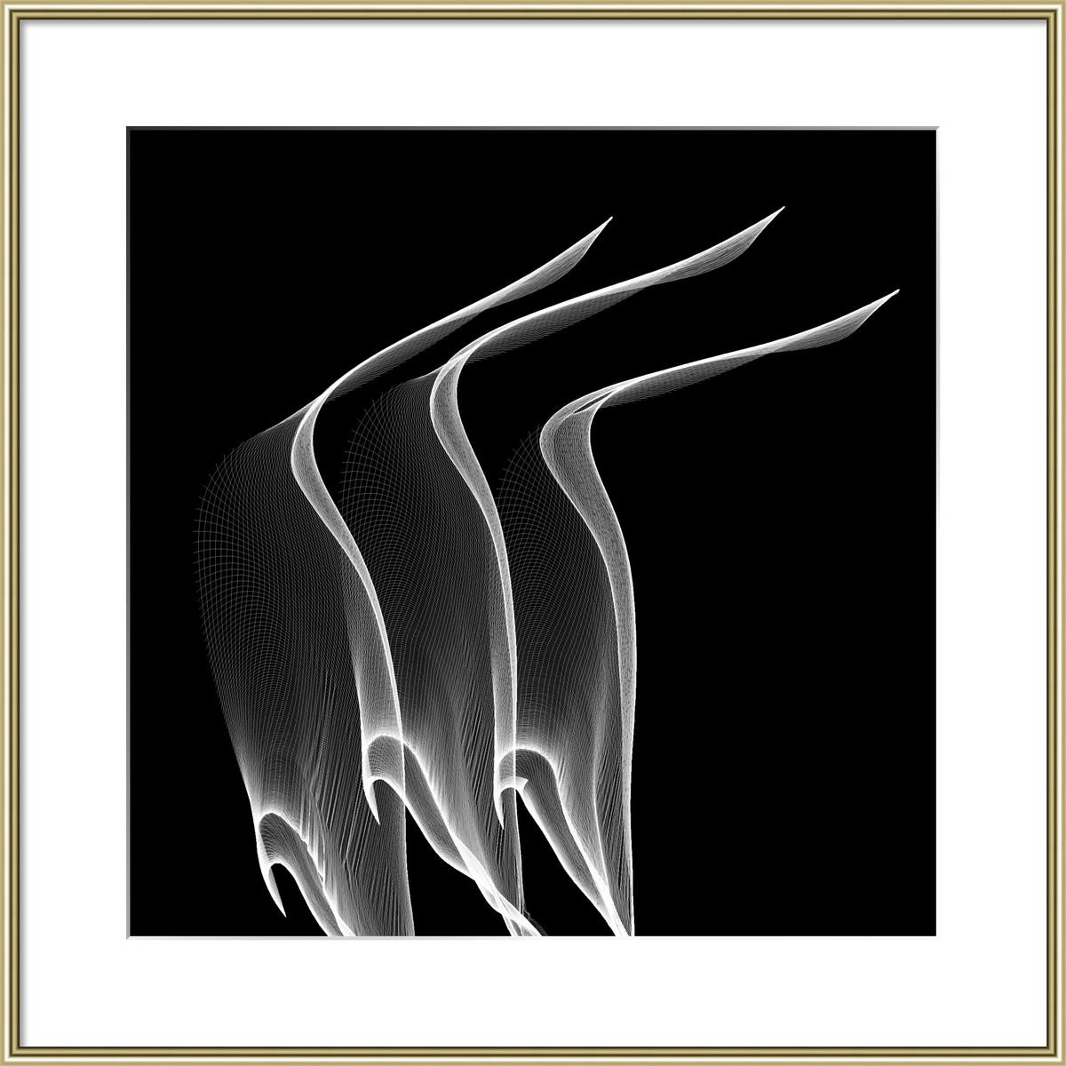 Abstract Giclee Print By Shabs Beigh, 28 X 28", Three Penguins, Original Artwork