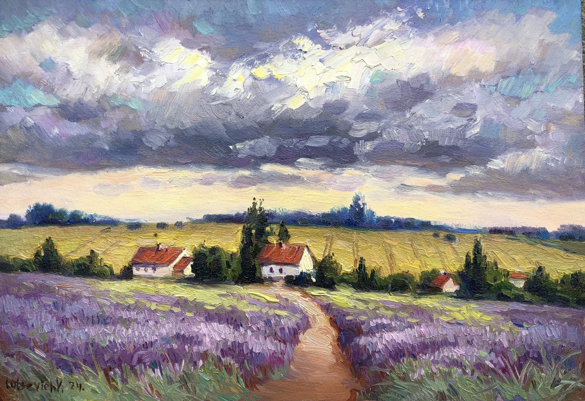 Impressionistic Landscape Oil Painting By Vladimir Lutsevich, 14 X 10", Before The Storm., Original Artwork