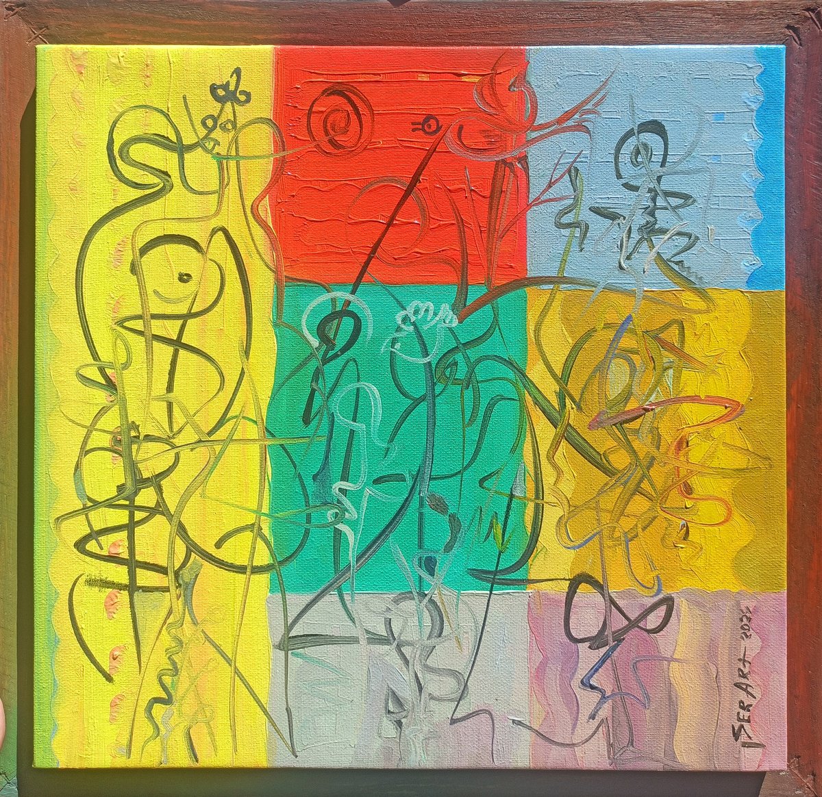 Abstract Oil Painting By Seyran Gasparian, 17 X 16", Vibrant Expressions, Original Artwork