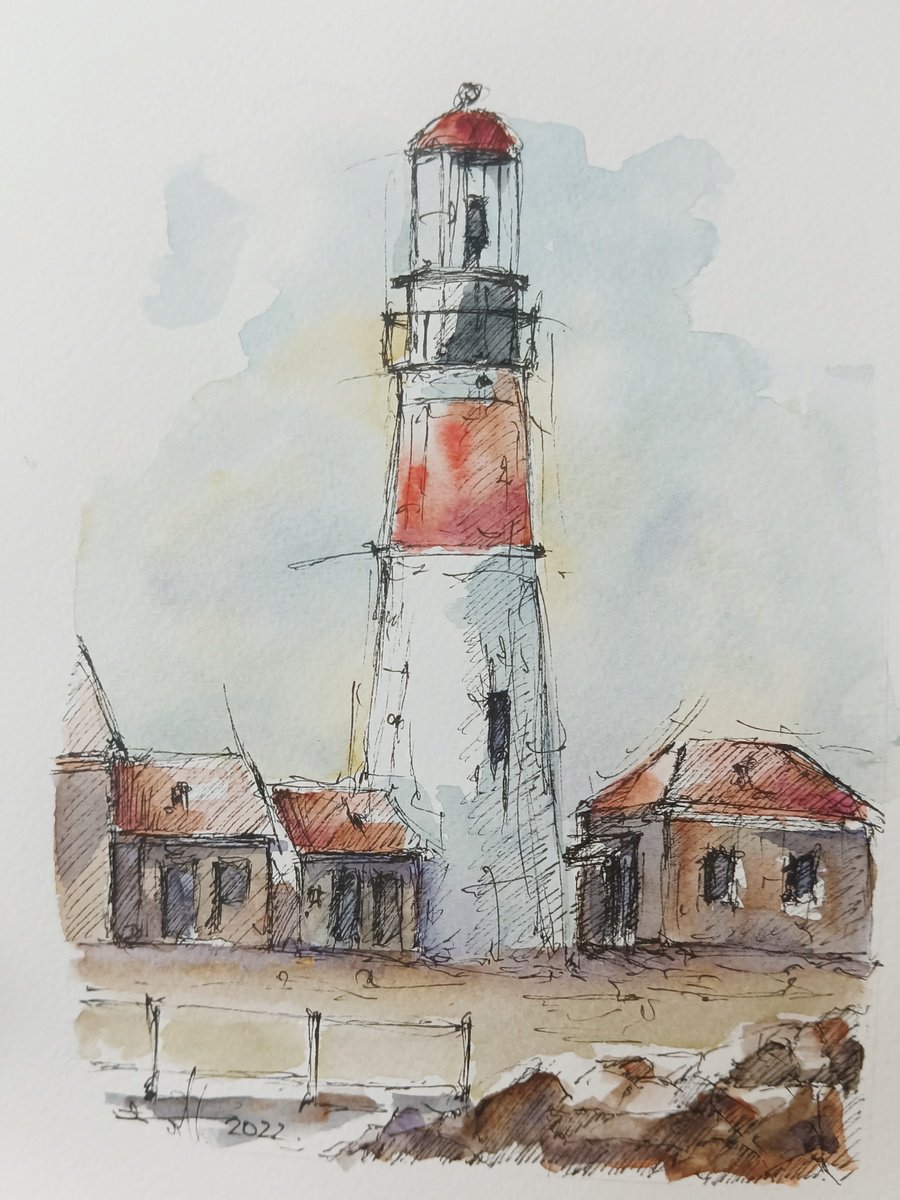 Lighthouse. Urban sketching art by Marinko aric