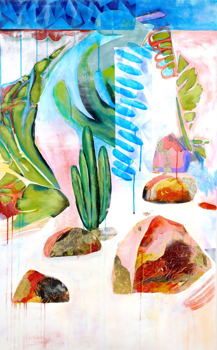 Impressionistic Landscape Acrylic Painting By Poovi Art, 30 X 48", Find A Way, Original Artwork