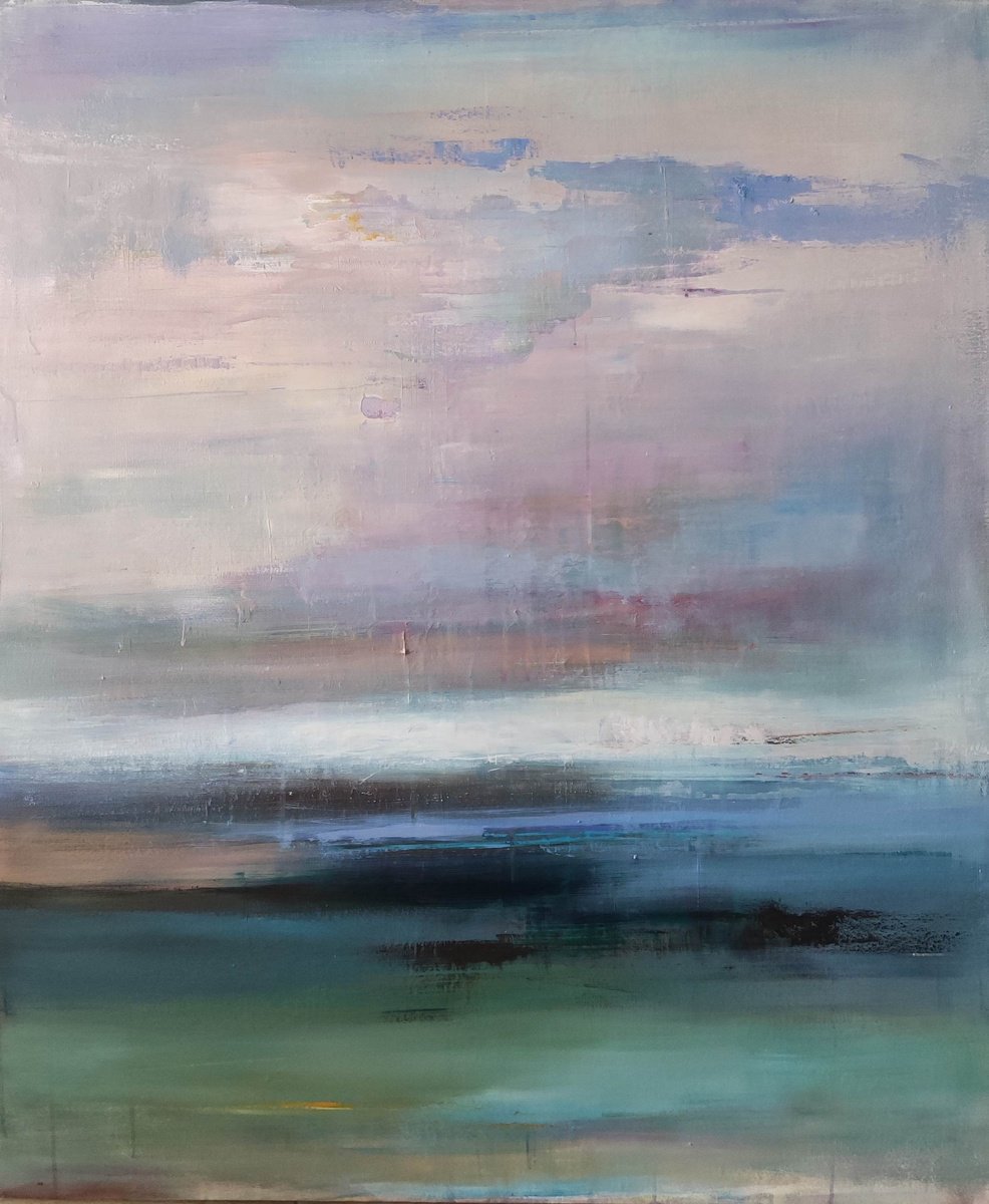 Abstract Acrylic Painting By Viktoria Shvoren, 39 X 47", Sun Traces, Original Artwork