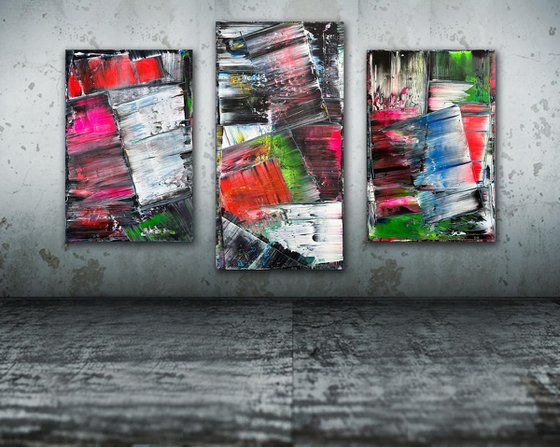 "Excommunicado" - Save As A Series - Original PMS Large Abstract Acrylic Painting Triptych On Canvas - 72" x 48"