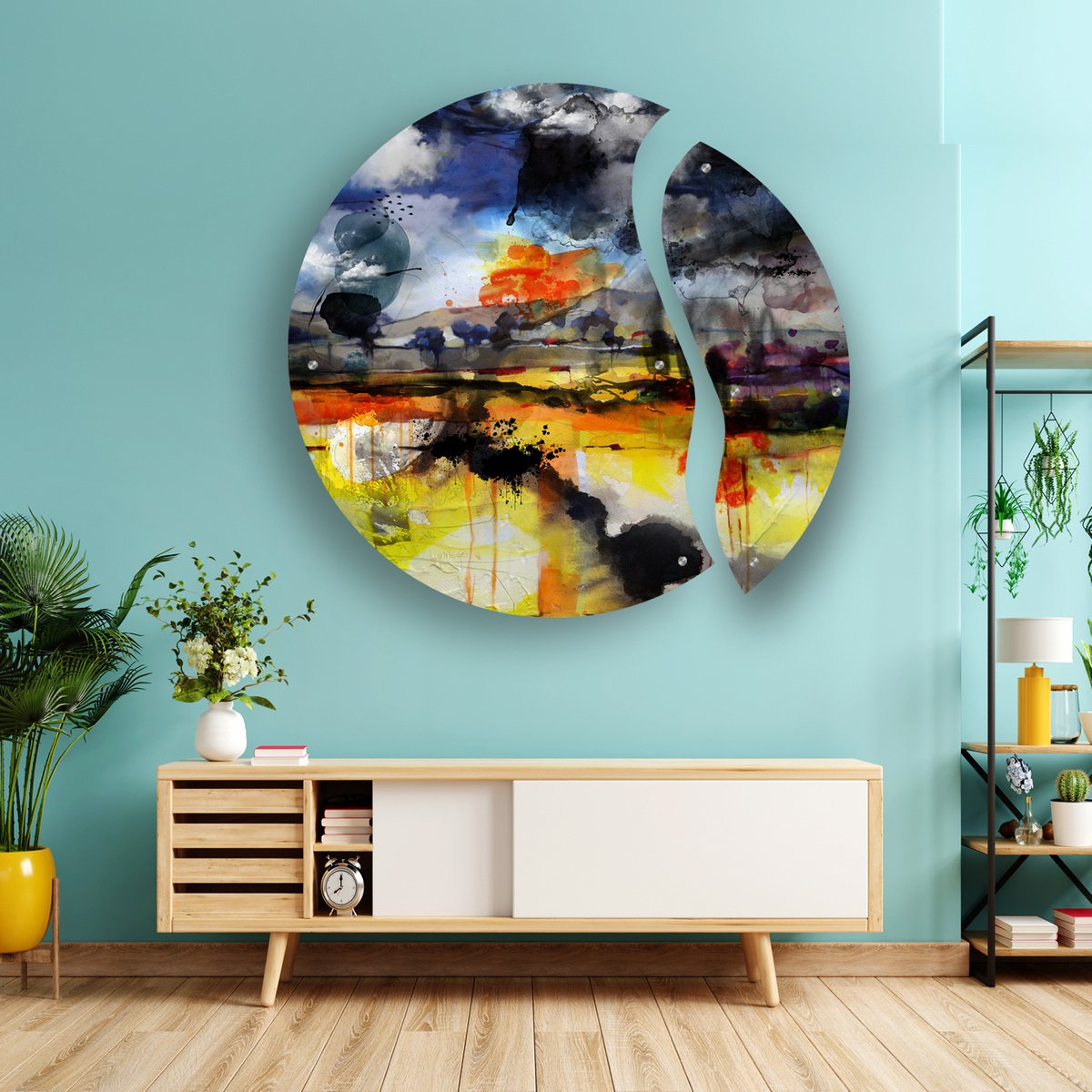 Abstract Print By Lynne Godina-Orme, 49 X 49", In The Distance - Diptych, Original Artwork