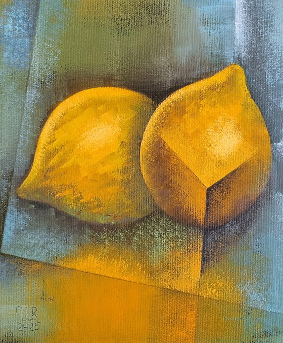 Blue Still Life With Lemons