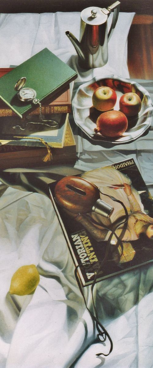 Still life with books and pocket watch by Sergej Sologub