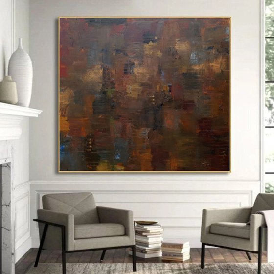 Red large abstract painting