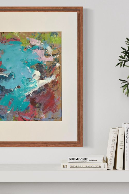 Hidden Gems 5 - colorful energetic bold abstract painting raw art by Kat Crosby
