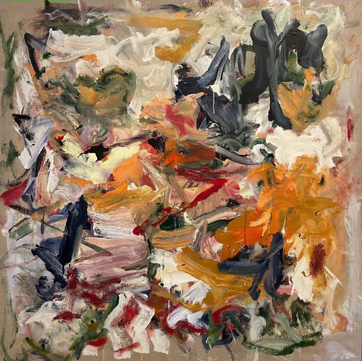 Organic Abstract Acrylic Painting By Lloyd Tabing, 55 X 55", All Roads Are Winding, Original Artwork