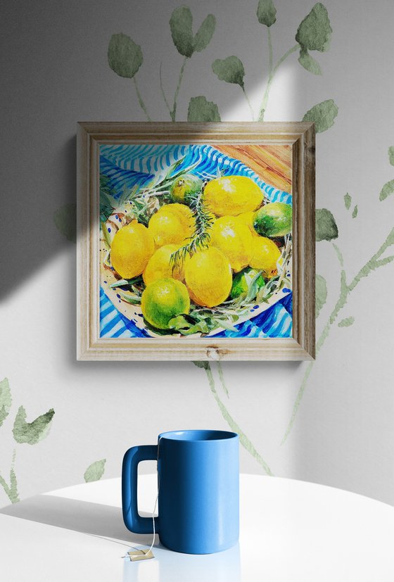 Yellow lemons still life